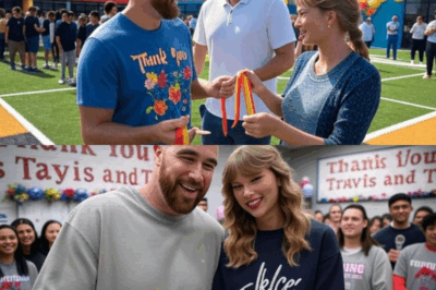 Travis Kelce and Taylor Swift donated $1 million to renovate Travis’s old high school — but when he stepped into the old gym, a message on one worn-out chair made him tear up… Cleveland Heights High had deteriorated after 60 years. Travis funded the full renovation of the field, library, and cafeteria. In the old gym, he spotted a chair with this inscription: “If no one believes in you, believe in yourself – Mom.” It was written by his mom when he almost got expelled at 17…